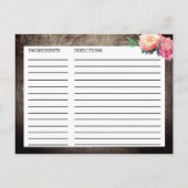 花素朴花束ブライダルシャワーレシピカード ポストカード (裏面)