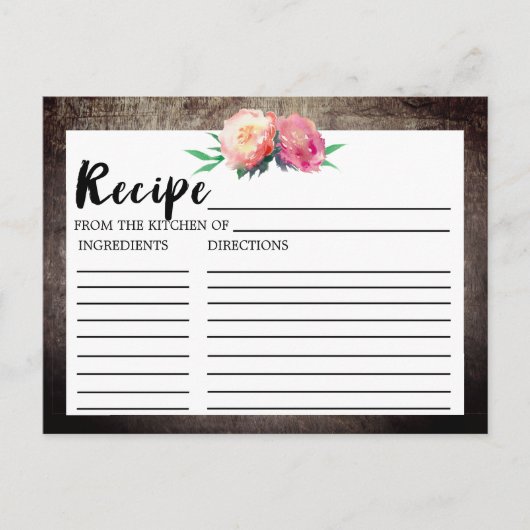花素朴花束ブライダルシャワーレシピカード ポストカード (正面)