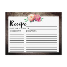 花素朴花束ブライダルシャワーレシピカード