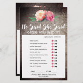 花素朴花束"彼は彼女が言った"クイズのゲーム (正面/裏面)