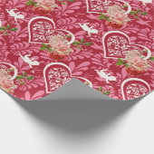 花素朴赤いハートベビー天使 ラッピングペーパー (角)