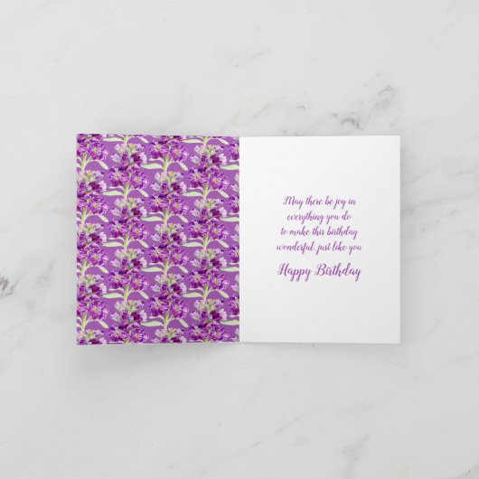 花紫の娘40歳の誕生日カードをストック カード (内部)
