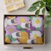 花紫色のコルギパターン(の模様が)ある犬 薄葉紙 (ギフト)