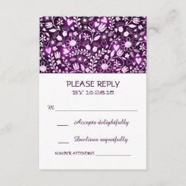 花紫色の素朴な結婚式のRSVPカード 出欠カード