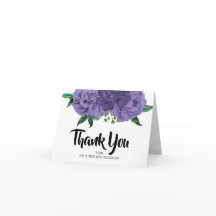 花紫色感谢卡 婚礼前夕派对