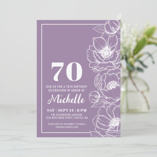 花紫70歳誕生日 招待状 (スタンド正面)