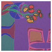 花紫/緑/オレンジ/黄色>布 ファブリック (クローズアップ)