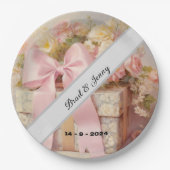 花結婚付き美しいギフトボックス ペーパープレート (正面)