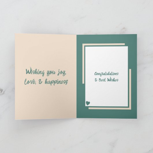 花結婚式おめでとうグリーンピーチ カード (内部)