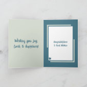 花結婚式おめでとう緑の青 カード (内部)