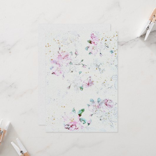 花結婚式招待状オンウォーターカラー紙テックス 招待状 (正面/裏面インサイチュ)