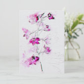 花結婚式招待状オンウォーターカラー紙テックス 招待状 (スタンド正面)