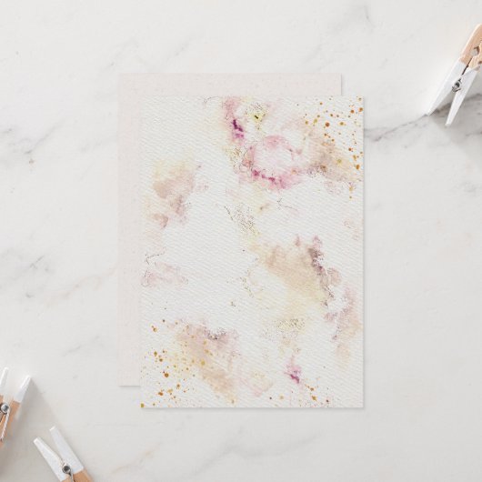 花結婚式招待状オンウォーターカラー紙テックス 招待状 (正面/裏面インサイチュ)