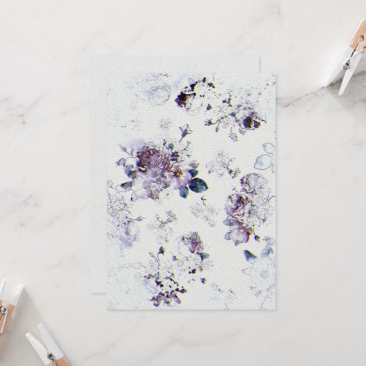 花結婚式招待状オンウォーターカラー紙テックス 招待状 (正面/裏面インサイチュ)