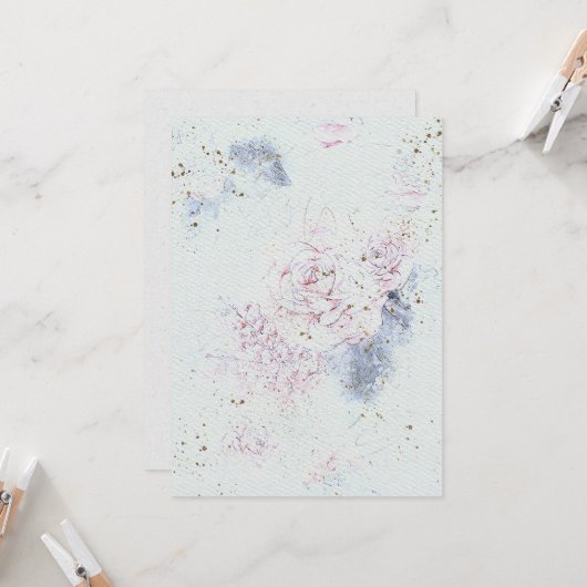 花結婚式招待状オンウォーターカラー紙テックス 招待状 (正面/裏面インサイチュ)