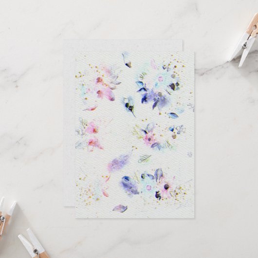 花結婚式招待状オンウォーターカラー紙テックス 招待状 (正面/裏面インサイチュ)