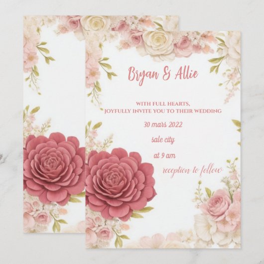 花結婚式招待状 招待状 (正面/裏面)