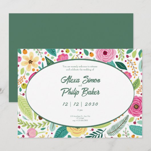 花結婚模様 招待状 (正面/裏面)