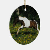 花絵を描のランニング原の馬の セラミックオーナメント (右)