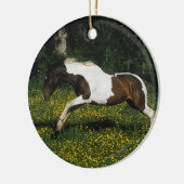 花絵を描のランニング原の馬の セラミックオーナメント (左)