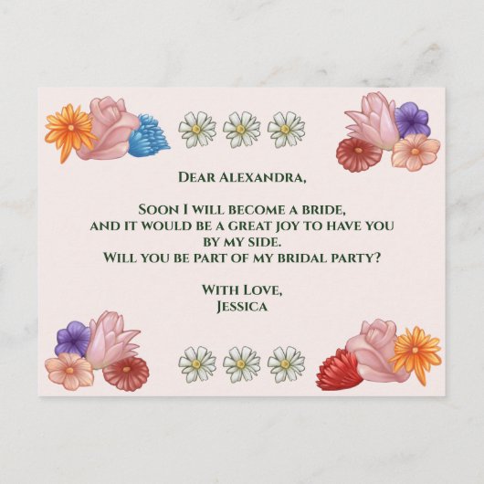 花絵を描の娘は花の花 インビテーションポストカード (裏面)