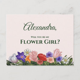 花絵を描の娘は花の花 インビテーションポストカード