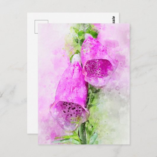 花絵を描の水色 ポストカード (正面/裏面)