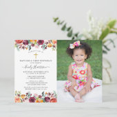 花絵を描の洗礼第1誕生日写真 招待状 (スタンド正面)