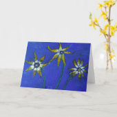 花絵を描の青いグリーティングカード カード (黄色い花)