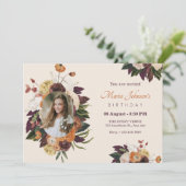 花絵を描生写真誕生日 招待状 (スタンド正面)