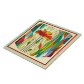 花絵を描、ステンドグラス タイル (側面)