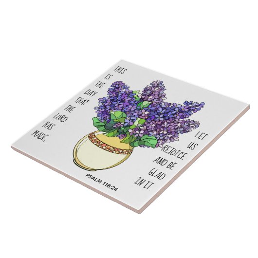 花絵を描、詩篇118:24 タイル (側面)