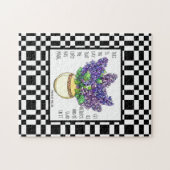 花絵を描、詩編118:24、チェック板バック ジグソーパズル (横)