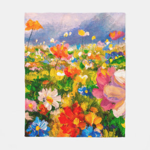 花絵モネ絵画のクロード フリースブランケット