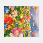 花絵モネ絵画のクロード フリースブランケット (正面(横))
