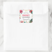 花絵画のカスタム卒業ステッカー スクエアシール (バッグ)