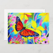 花絵画の蝶 ポストカード (正面/裏面)