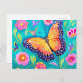 花絵画畑の蝶 ポストカード (正面/裏面)