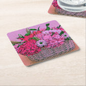 花絵画籠 スクエアペーパーコースター (アングル)