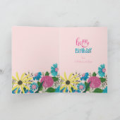 花緑とピンクのフローラハッピーバースデー カード (内部)