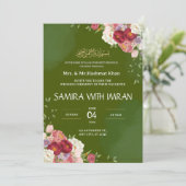 花緑のムスリム結婚式招待状 招待状 (スタンド正面)