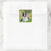 花縁どのフィールドでCollie正方形ステッカー スクエアシール (バッグ)