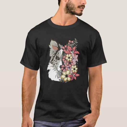 花縁ど付きコリー犬 Tシャツ (正面)