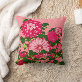 花縁ど日本のと明るい赤紫色とコーラルピンク クッション (ブランケット)