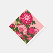 花縁ど日本のと明るい赤紫色とコーラルピンク スタンダードカクテルナプキン (角)
