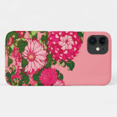 花縁ど日本のと明るい赤紫色とコーラルピンク Case-Mate iPhoneケース (裏面(横))