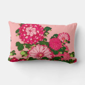 花縁ど日本の明るい赤紫色珊瑚桃色 ランバークッション (裏面)