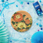 花縁ど日本の、まんだらオレンジ、金ゴールド ペーパープレート (パーティー)