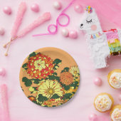 花縁ど日本の、まんだらオレンジ、金ゴールド ペーパープレート (パーティー)