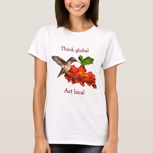 花考えのシャツで地元のハミングバードを行動する Tシャツ (正面)